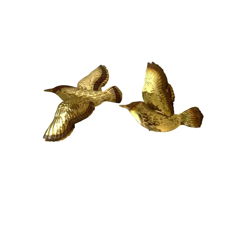 Vintage Pair of 2 Toned Gold Birds Tin 80s